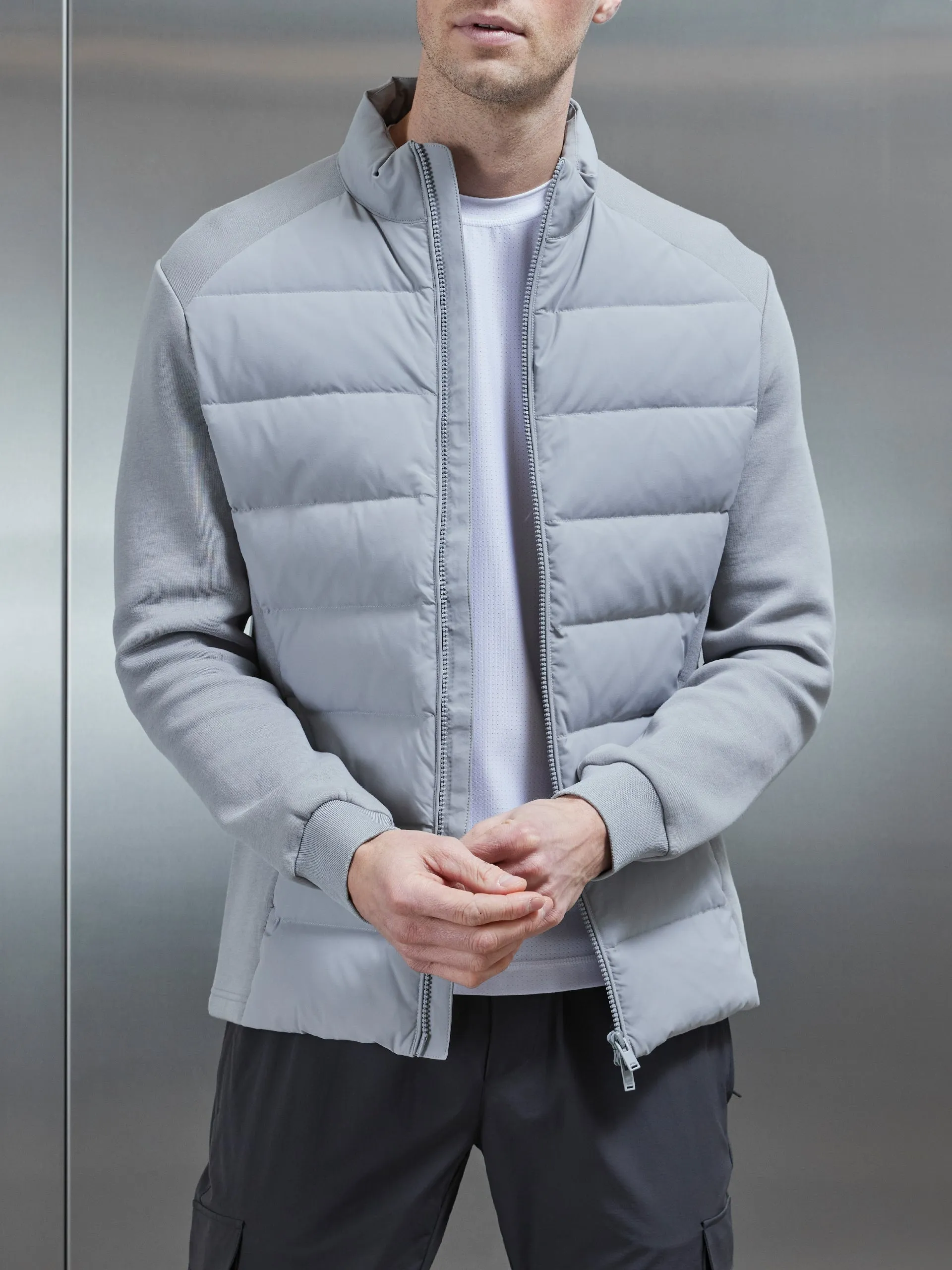 Mid Grey Active Hybrid Puffer Jacket - Premium Performance & Comfort