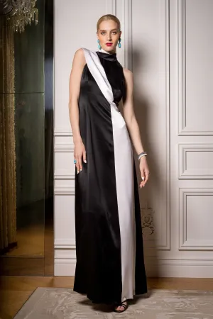 ATELIER PENARANDA - 100% Italian silk monarque black and white gown.