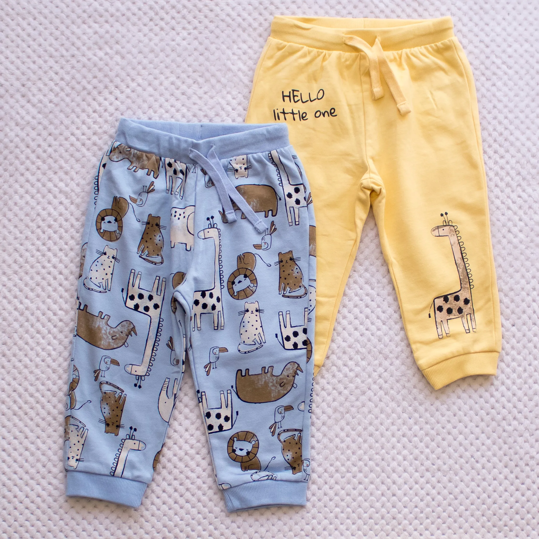 Boys 2 pack Joggers - yellow and blue 12-18m