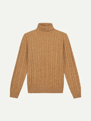 Dolcevita Cable Knit Sweater Gold