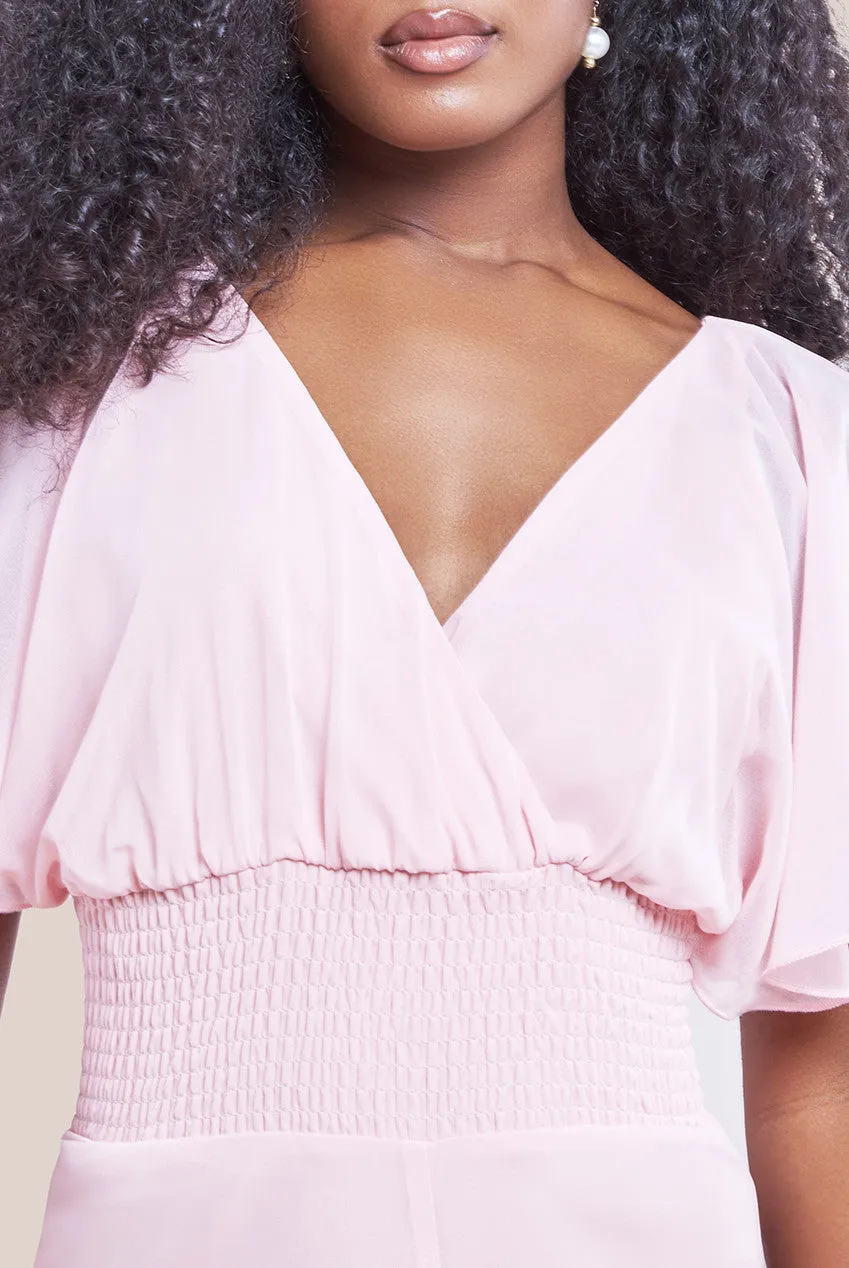 Goddiva Chiffon Jumpsuit With Flutter Sleeves