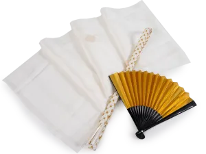 Silk Obi-age Obi-jime Suehiro(folding fan) 3 pcs White for formal