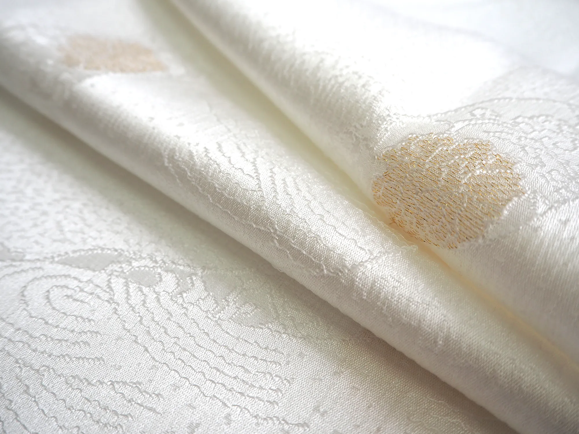 Silk Obi-age Obi-jime Suehiro(folding fan) 3 pcs White for formal